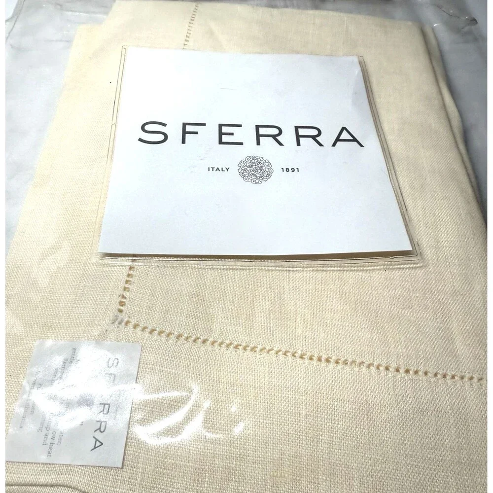 Sferra Festival Placemats Set of 4 14x20 Eggshell 100% Linen Hemstitch